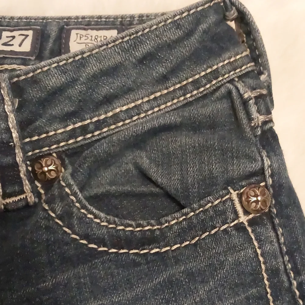 Miss Me Blue Boot Cut Jeans with Fleur-de-Lis Embroidery - Picture 7 of 9